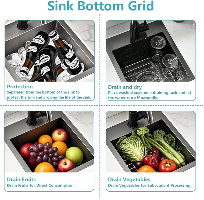 ARTLINE 15 x 20 Inch Black Drop in Bar Sink, Stainless Steel Single Bowl - Image 3