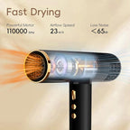 Nicebay Ionic Hair Dryer with diffuser for Curly Hair,1600W &110000RPM High-Speed Brushless Motor for Fast Drying,Professional Blow Dryer for Women,Low Noise,Lightweight,Lock Function,Travel HomeSalon