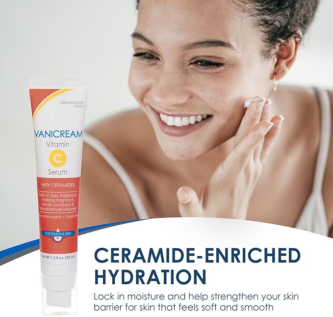 Vanicream Vitamin C Serum, 1.2 Fl Oz, Formulated without Common Irritants for Sensitive Skin, Milky and Lightweight Brightening Serum, Hydrates & Boosts Glow, Dermatologist-Tested