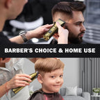 FADEKING® Professional Hair Clippers for Men - Cordless Barber Clippers for Hair Cutting, Rechargeable Hair Beard Trimmer with LED Display & Quality Travel Storage Case (Gold)