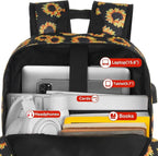 School Backpack, Sunflower Bookbag Men and Teen Boy Schoolbag - Image 4