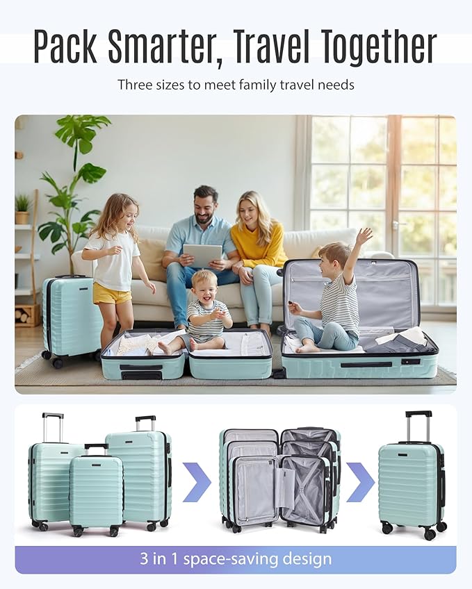 LIGHT FLIGHT Luggage Sets, 3 Piece Durable Suitcase Set - Image 2