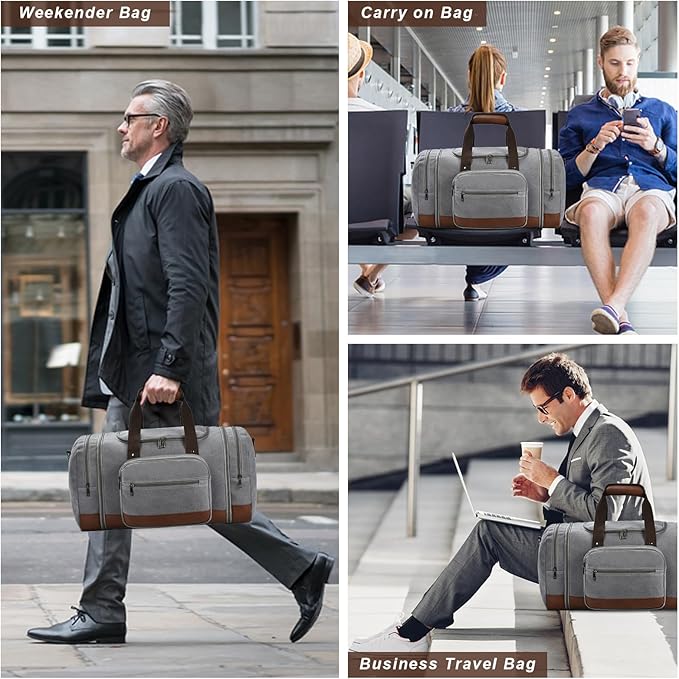 Litvyak Duffle Bag for Travel, 50L Canvas Travel Duffel Bags Overnight Weekend - Image 2
