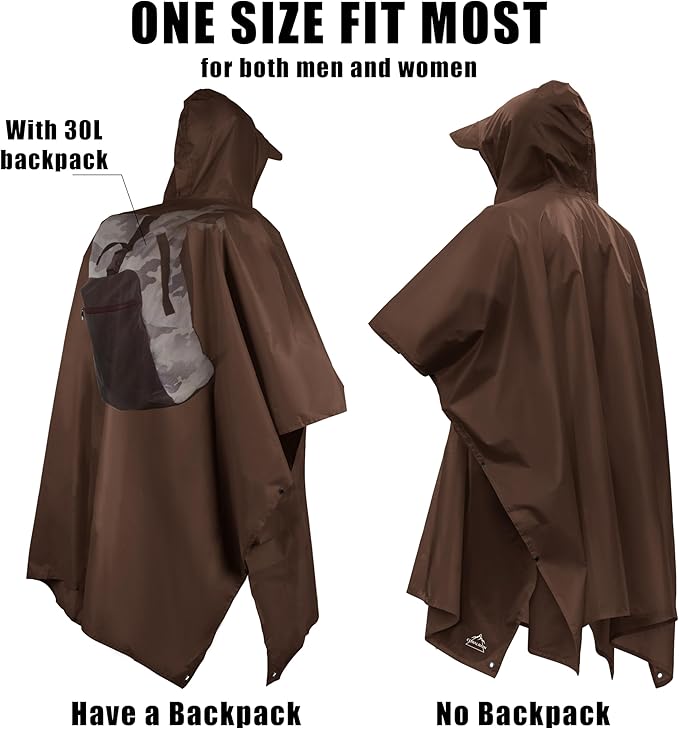 Coralrain Hooded Rain Poncho Lightweight Waterproof Unisex Raincoat Jacket - Image 4