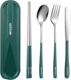 Travel cutlery set, 18/8 stainless steel cutlery, Reusable utensils set by inkuleer