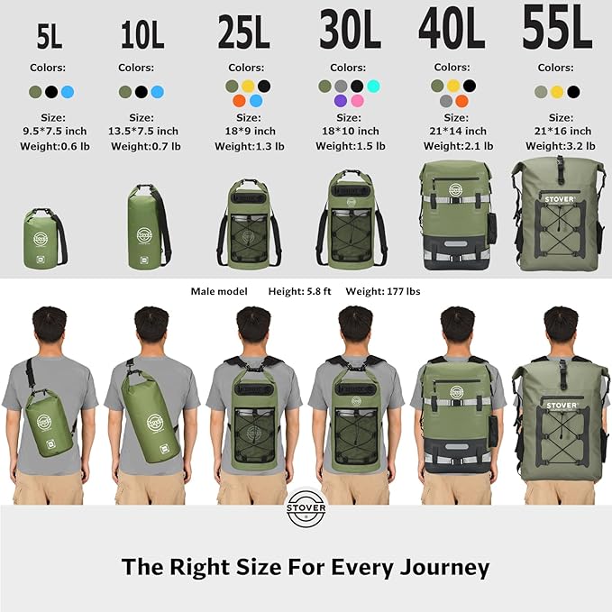 STOVER 5/10/25/30/40/55L Waterproof Backpack- Floating Dry Bag - Image 8