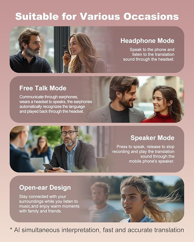 Ai Translation Earbuds Real Time, 163 Languages & Accents Translator Earbuds - Image 5