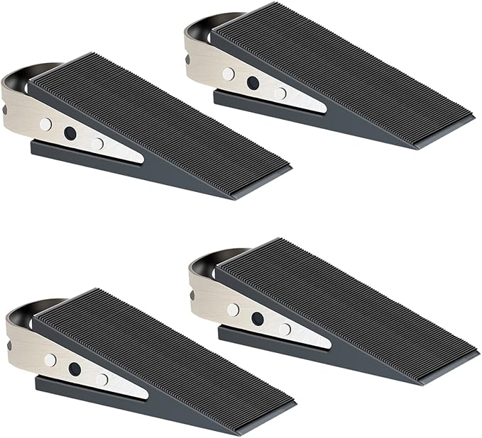 Shackcom Rubber Door Stopper Wedge, 4 Pack Black Heavy Duty Door Stop Suitable by Shackcom