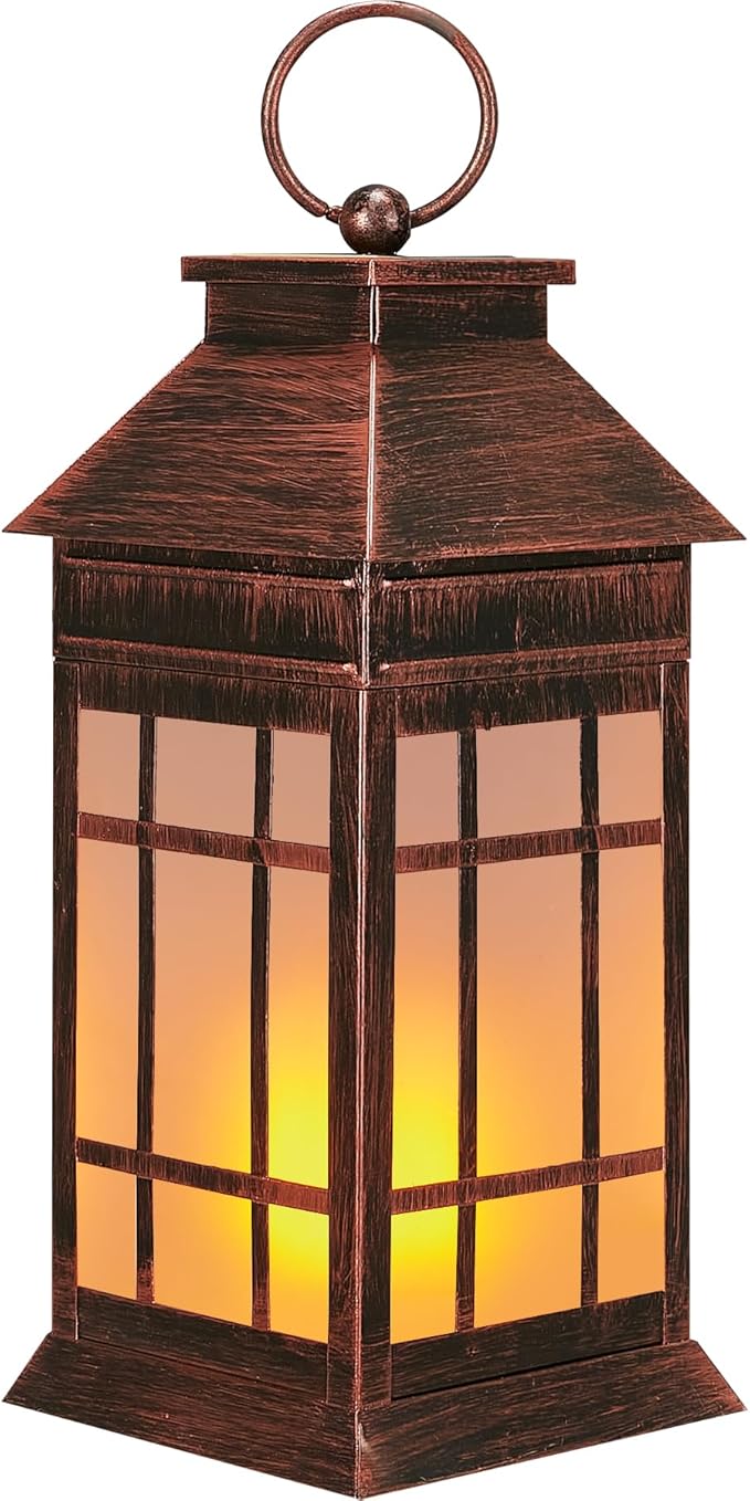 18" Glass Solar Lanterns Outdoor Waterproof, Large Solar Flickering Flame by anyperfect