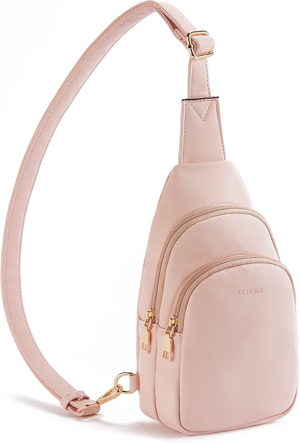 Telena Small Sling Bag for Women Leather Crossbody Fanny Packs Chest Bag for by Telena