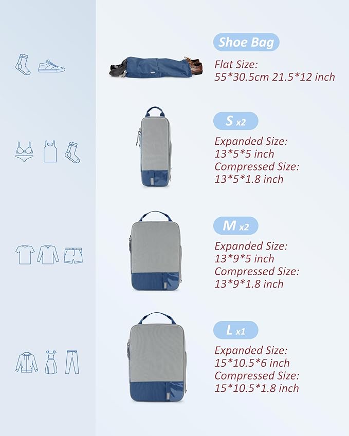BAGSMART 6 Set Compression Packing Cubes - Image 2