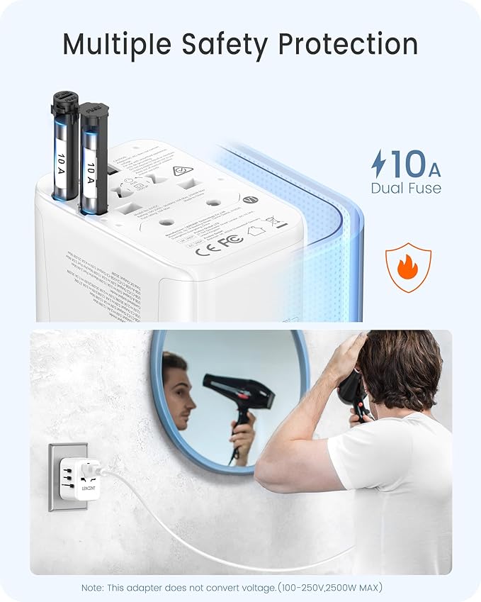 LENCENT Universal Travel Adapter, GaN III 30W International Charger - Image 7