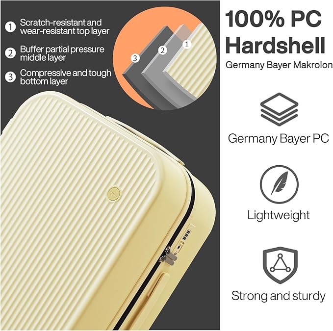 mixi 26 Inch Large Checked Luggage PC Hardshell Suitcases - Image 5