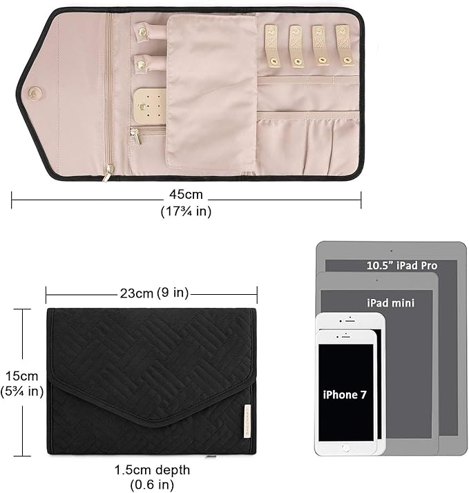 BAGSMART Travel Jewelry Organizer Roll Foldable Jewelry Case - Image 7