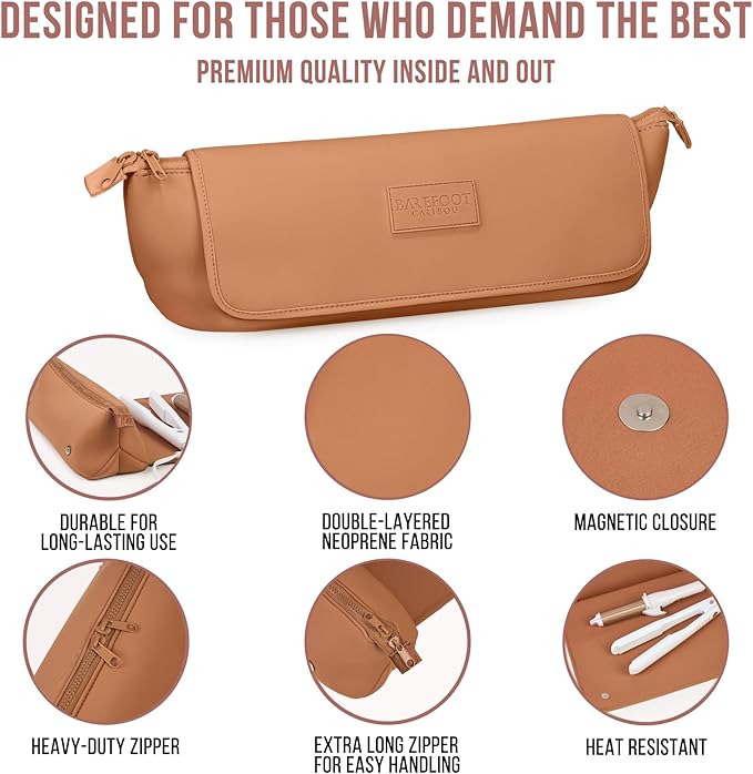 BAREFOOT CARIBOU Hair Tools Travel Bag and Heat Resistant Mat for Flat Irons, Straighteners, Curling Iron, and Haircare Accessories, 2-in-1 design, with Interior Pockets, Portable Organizer