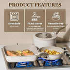 KIKCOIN Ceramic Cookware Set, Non Toxic Kitchen Cooking Set - Image 4