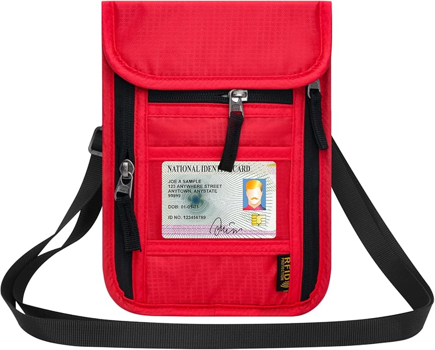 Neck Wallet for Travel, Passport Holder Neck Pouch for Men Women by HOTEMIA