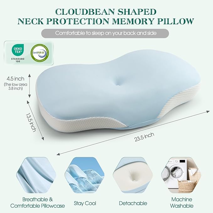 Cervical Pillow for Neck and Shoulder Support, Ergonomic Memory Foam Contour - Image 5