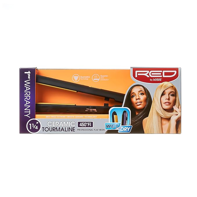 Red by Kiss Titanium Styler Flat Iron (Ceramic, 1 1/4" (1.25 inch))