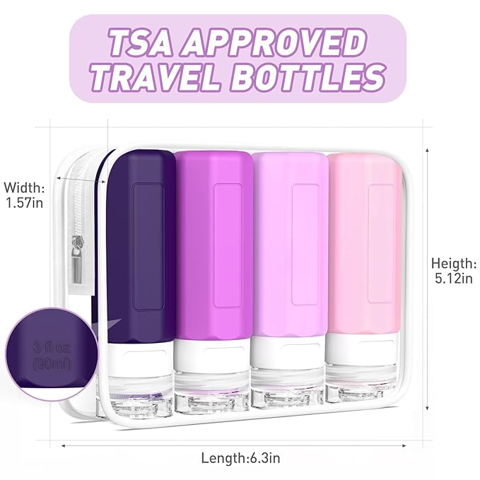 Redfly Travel Bottles for Toiletries, 3oz Tsa Approved Travel Size Containers - Image 5