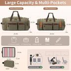 Mens Duffle Bag for Travel 60L Expandable Canvas Weekender Overnight Travel - Image 4