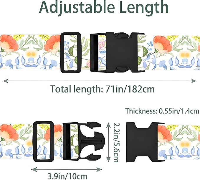 Roses Flowers Luggage Straps for Suitcases, Adjustable Luggage Travel Belts to - Image 2
