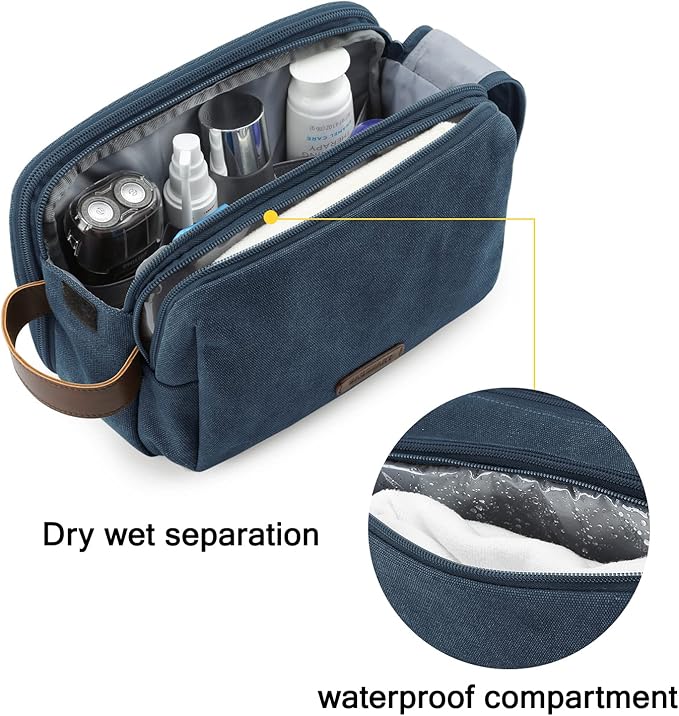 BAGSMART Toiletry Bag for Men, Canvas Travel Toiletry Organizer Dopp Kit - Image 3