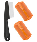 Dandruff Comb Fine Tooth Scalp Detox Comb Lice for Women, Men & Kids Stainless Steel Scalp Detoxing, Sweep & Massage Hair Brush Tool for Hair Care (Black+Orange)