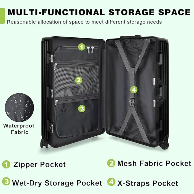 AnyZip Luggage PC+ABS Aluminum Frame Zipperless Checked Luggage Hard Shell - Image 3