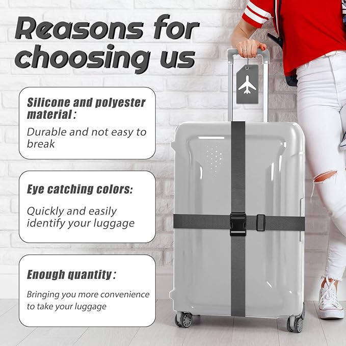 Weewooday 8 Pcs Luggage Straps Suitcase Tags Set - Image 4