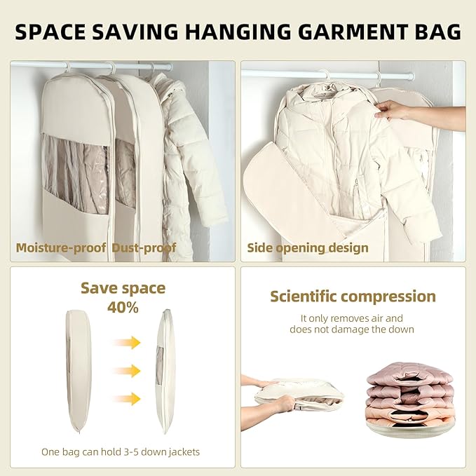 2 Pack Space Saving Garment Bag - Image 3