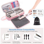 2IN1 Hair Tools Travel Bag with Heat Resistant Mat for Shark Flexstyle, Flat Irons, Straighteners, Curling Iron, Hair Dryer Case Compatible with Revlon One-Step Hair Dryer, Hair Essentials