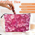 Cosmetic Bags Travel Makeup Toilet Case Waterproof Pouch for Women Girls 6.7X9.45inches - Pink Petals in A Layered Composition