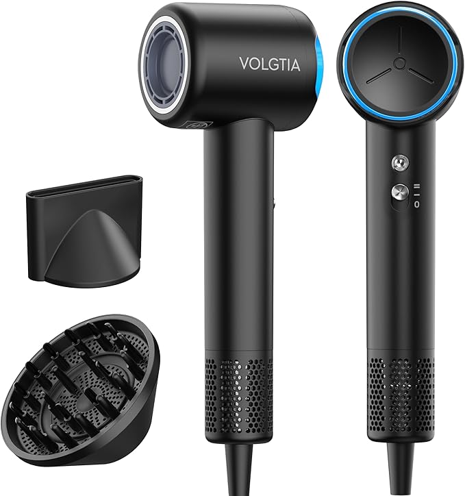 Hair Dryer Blow Dryer with Diffuser for Curly Hair, 110000 RPM Professional High Speed Ionic Hairdryer for Frizz Control, Ultra-Fast Drying, 6.5 ft ALCI Cord, Low Noise, Magnetic Attachments