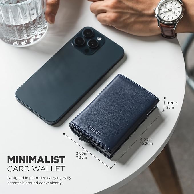 VULKIT Pop up Card Wallet Minimalist Cash Wallets RFID Blocking Leather Smart - Image 7