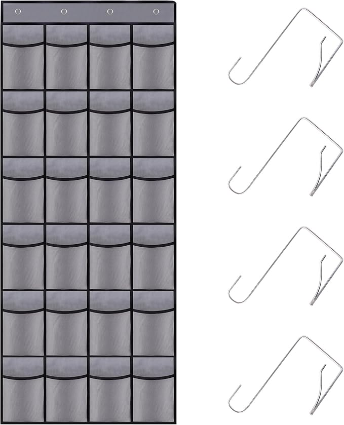 Over the Door Shoe Organizer, 24 Large Breathable Mesh Pockets, Hanging Storage by Unknown