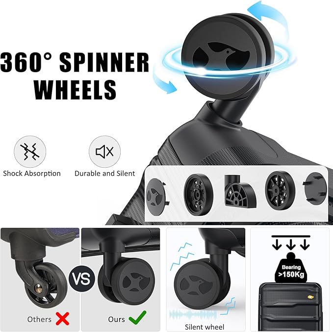 24 Inch Luggage with Spinner Wheels, Hard Shell Suitcase, Lightweight PP - Image 4