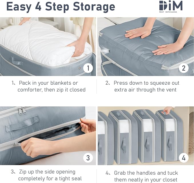 DIMJ Comforter Storage Bag - 100L Large Capacity Blanket Storage Compression - Image 5