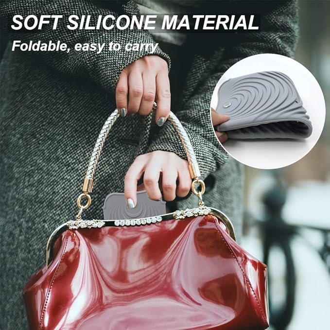 Heat Insulating Silicone Mat Pouch for Hair Straightener, Anti-Slip Travel Pad Cover for Curling & Flat Iron, Portable Styling Heat Mat Holder for Curler Wand and Hot Waver (Grey)