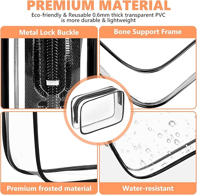 AURUZA 4 Pack Clear Toiletry Bag, Portable Travel Makeup Pouch - Image 4