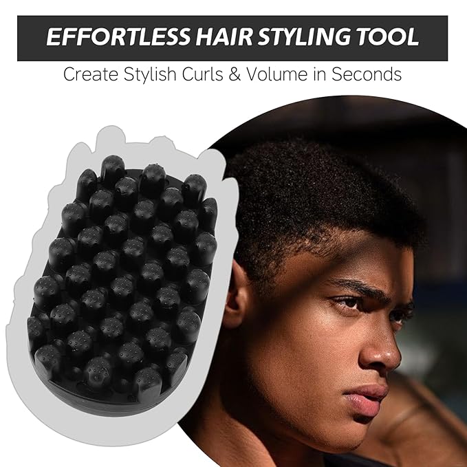 Rubber Curling Hair Brush: Twist King Sponge for Afro Hair, Washable Curl Sponge Styling Tool Durable Curling Comb For Men Women Boy Girl Long Short Hair Black (Small Tooth)