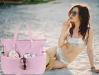 LEDAOU Large Beach Tote Bag Women Waterproof Sandproof Zipper Beach Tote Bag - Image 4