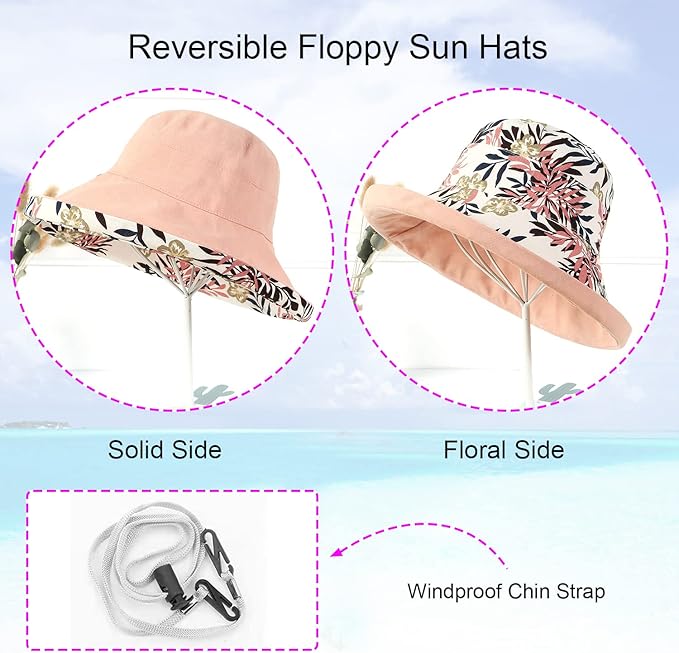Women Wide Brim Sun Hats Metal Wired Edge Summer UV Protection Beach Fishing Hat - Image 2