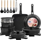 KIKCOIN Ceramic Nonstick Pots and Pans Set by Kikcoin