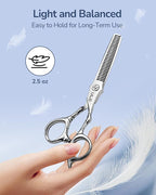 ULG Professional Hair Thinning Scissors 7" Japanese Stainless Steel Hand-Honed Salon Barber Scissors for Stylist & Home Use, Texturizing Shears for Men & Women, Ergonomic Design with Patterned Handles