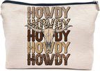 IWXYI Retro Western Leopard Cow Skull Howdy Decor Makeup Bag,Vintage Western Cowboy Howdy Women'S Make up Bag Zipper Pouch Travel Toiletry Gifts For Women Teenage Girls Girl