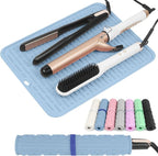 AMIJEAL Oversize Silicone Heat Resistant Mat for Hair Tools, Curling Iron Mat, Hot Tools Holder, Portable Flat Iron Hair Straightener Pad Cover for Travel Vanity Salon(14.2" x 11.0")