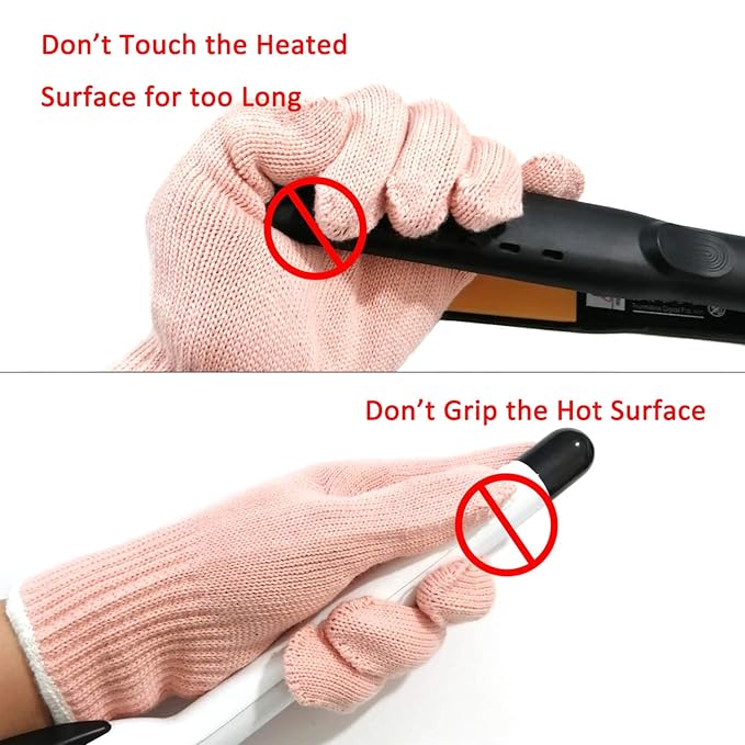 Lessmon Professional Heat Resistant Glove for Hair Styling Heat Blocking for Curling, Flat Iron and Curling Wand Suitable for Left and Right Hands, 1 Piece, Light Pink