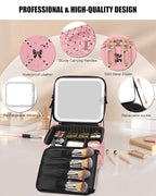 Relavel Travel Makeup Bag With LED Mirror, Compact Cosmetic Organizer Storage - Image 3