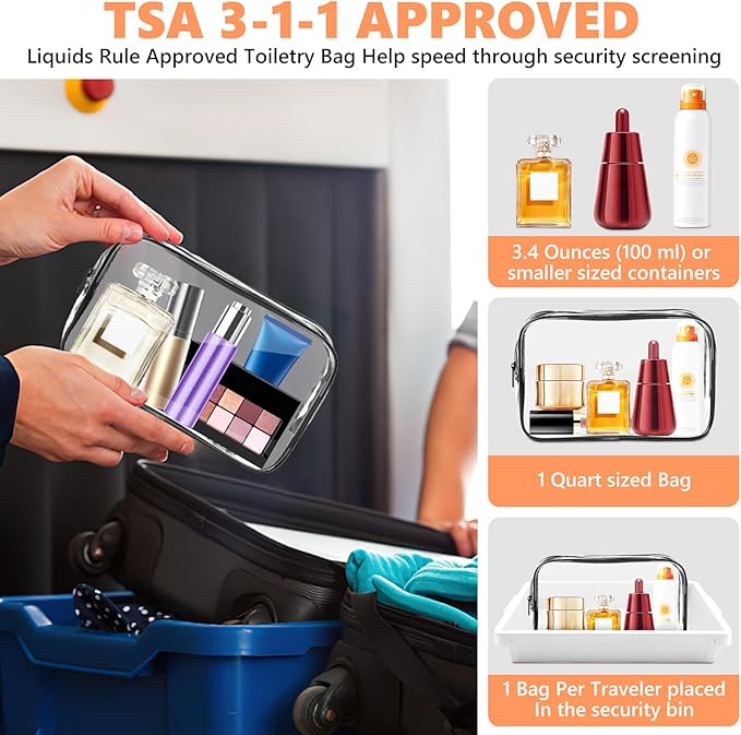 AURUZA 4 Pack Clear Toiletry Bag, Portable Travel Makeup Pouch - Image 3
